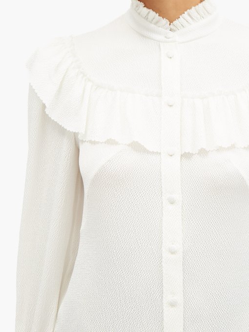 The Frill Seeker hammered silk-blend blouse | The Vampire's Wife ...