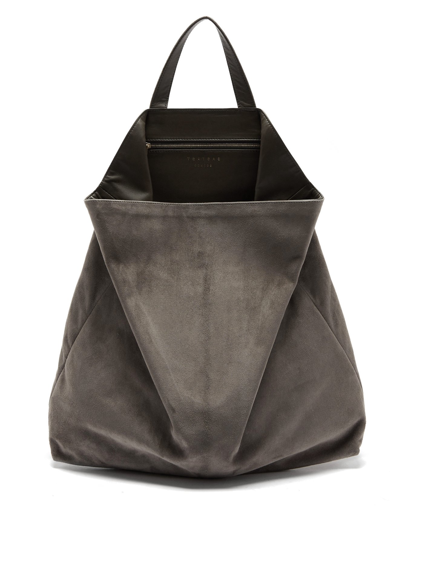 grey suede tote bag