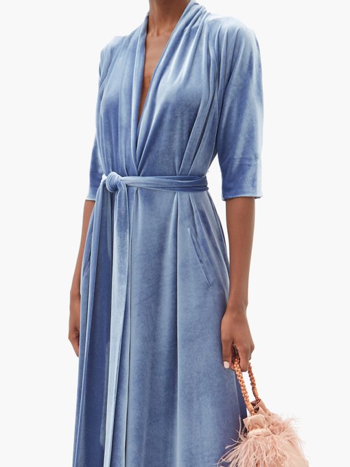 velvet blue wrap dress