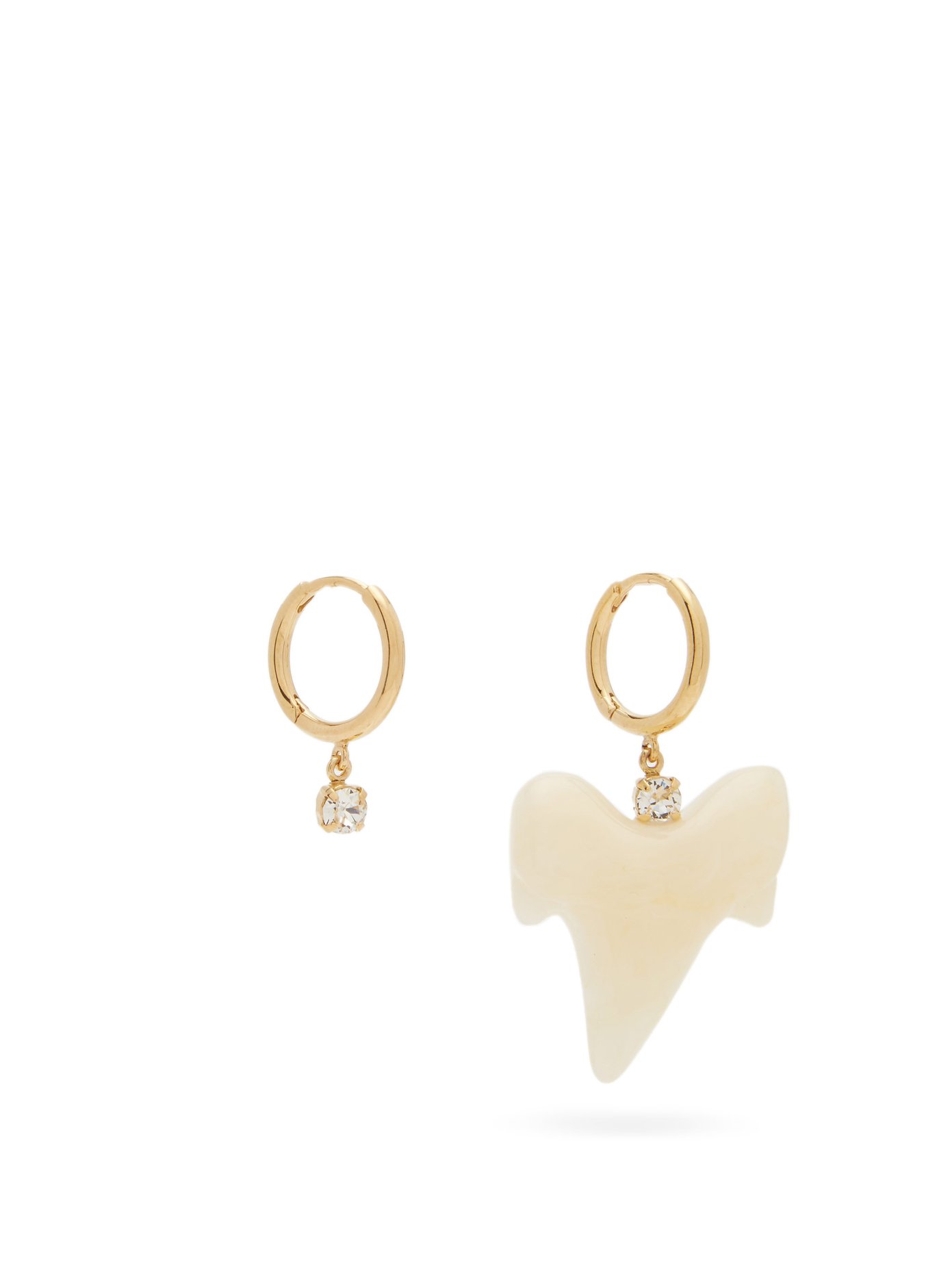 Simone Rocha Mismatched tooth & crystal hoop earrings
