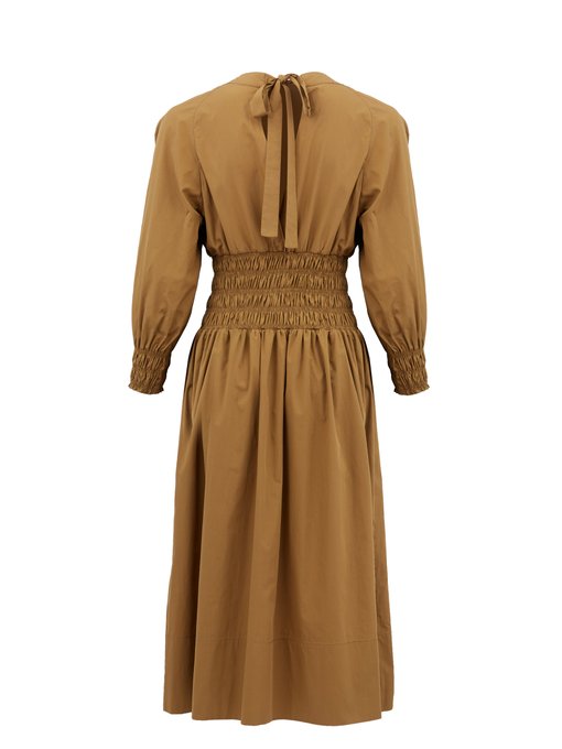 Arianna smocked cotton-poplin midi dress | Three Graces London ...