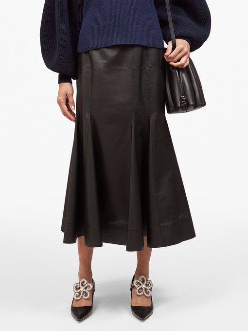 Godet-hem leather midi skirt | Loewe | MATCHESFASHION UK