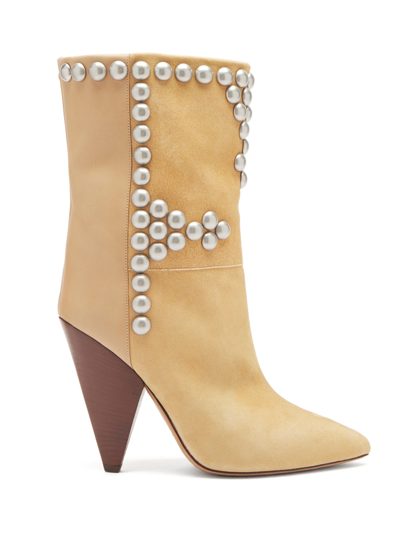 Layo studded cone-heel suede and 