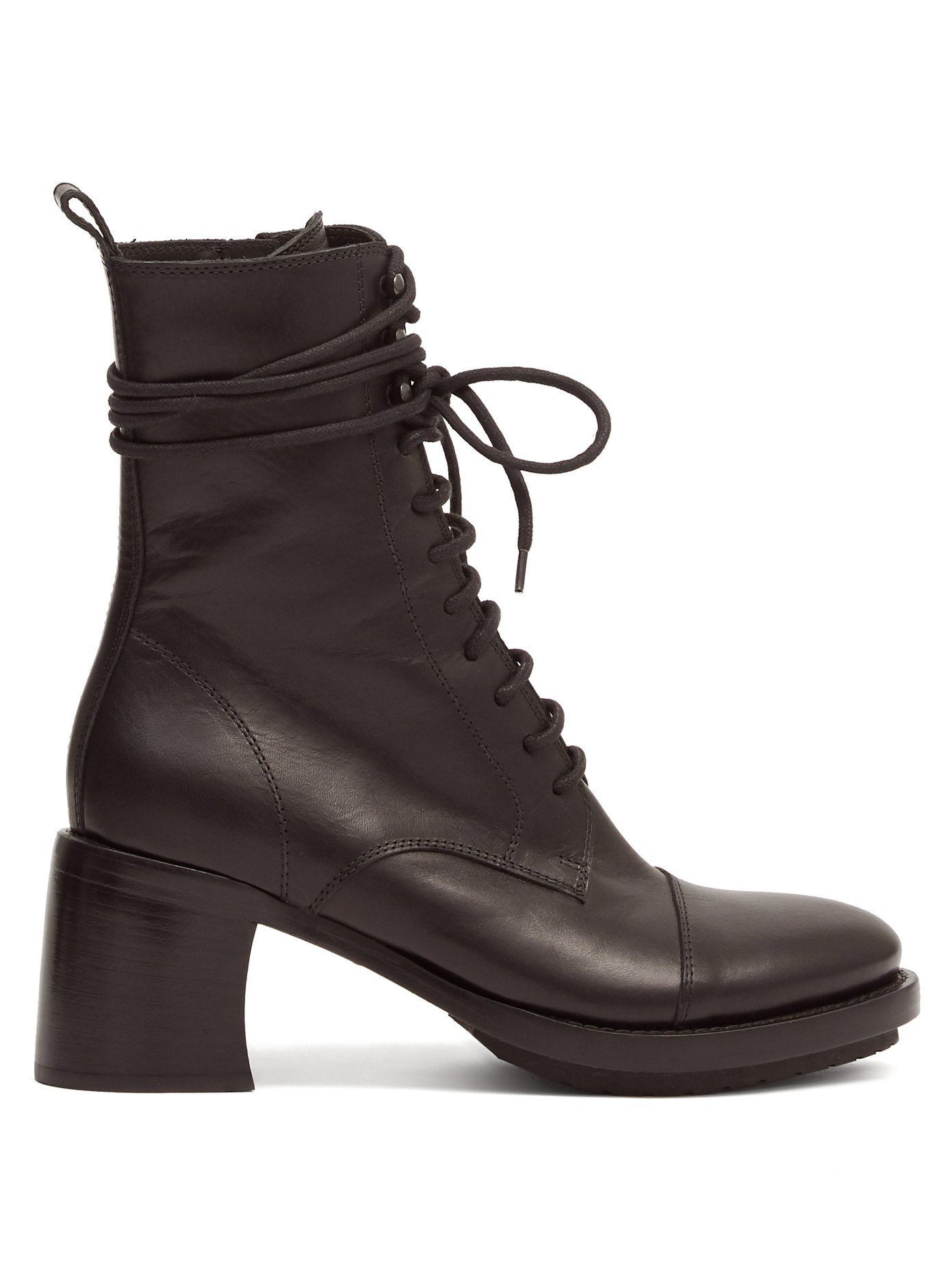 black leather boots block heel