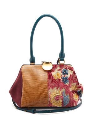 Tapestry patchwork leather and suede bag | Marni | MATCHESFASHION UK