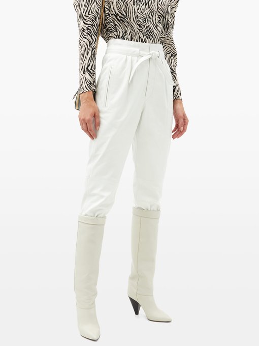 leather tapered trousers