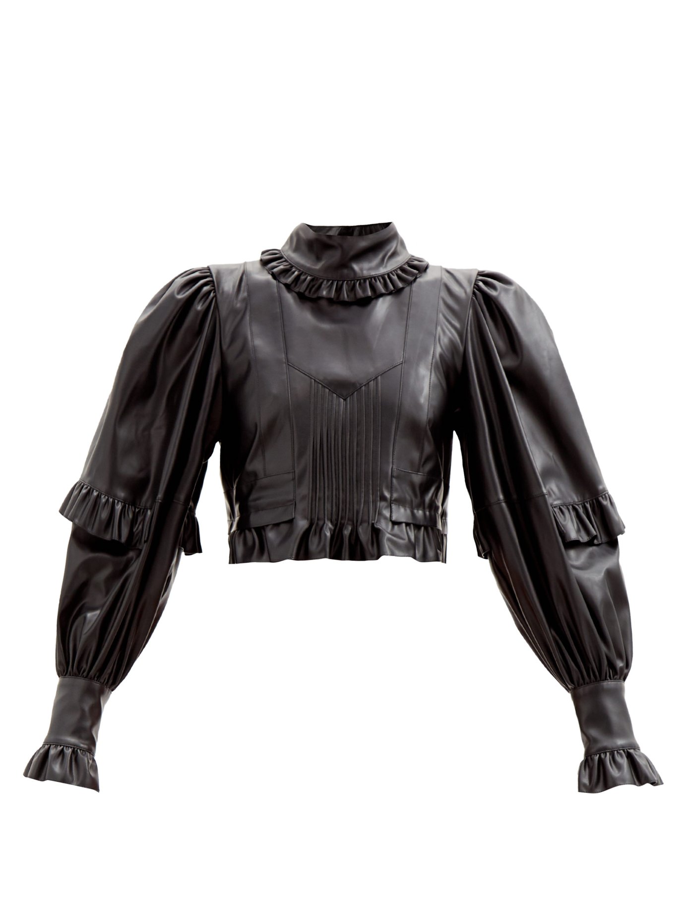 Balloon Sleeve Ruffled Faux Leather Top Paco Rabanne Matchesfashion Fr
