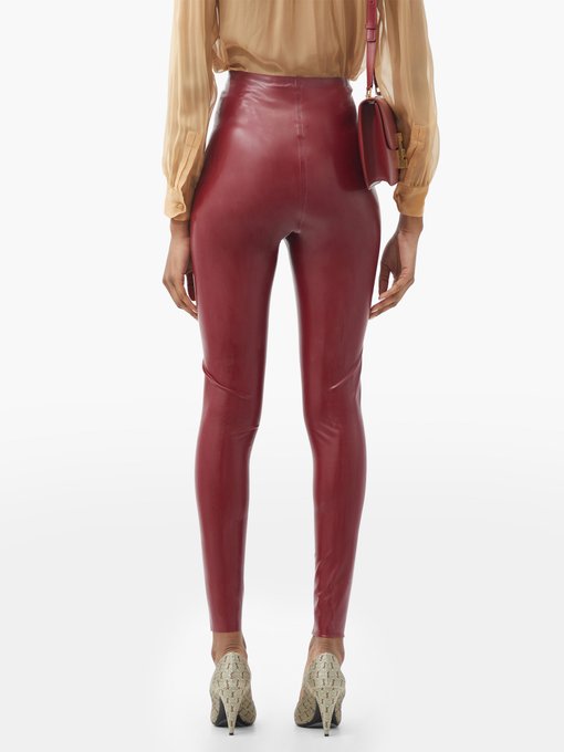 high-waist latex leggings, Saint Laurent