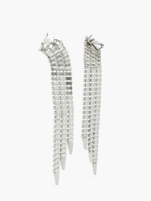 Crystal-embellished drop clip earrings 