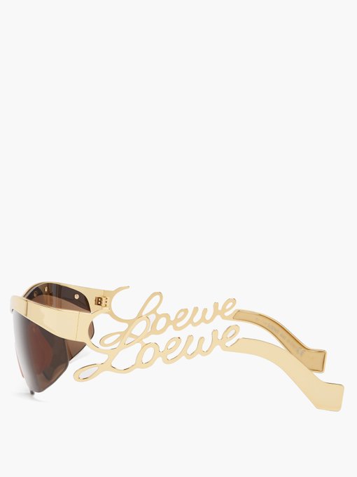 Logo Arm Rectangular Metal Sunglasses Loewe Matchesfashion Us