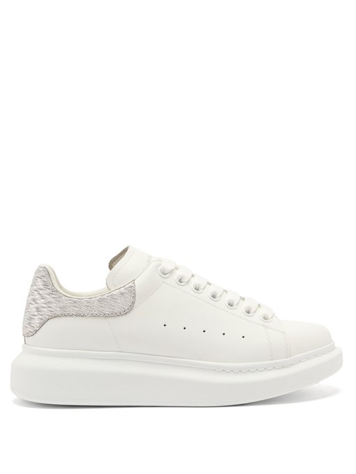 Oversized raised-sole leather trainers 