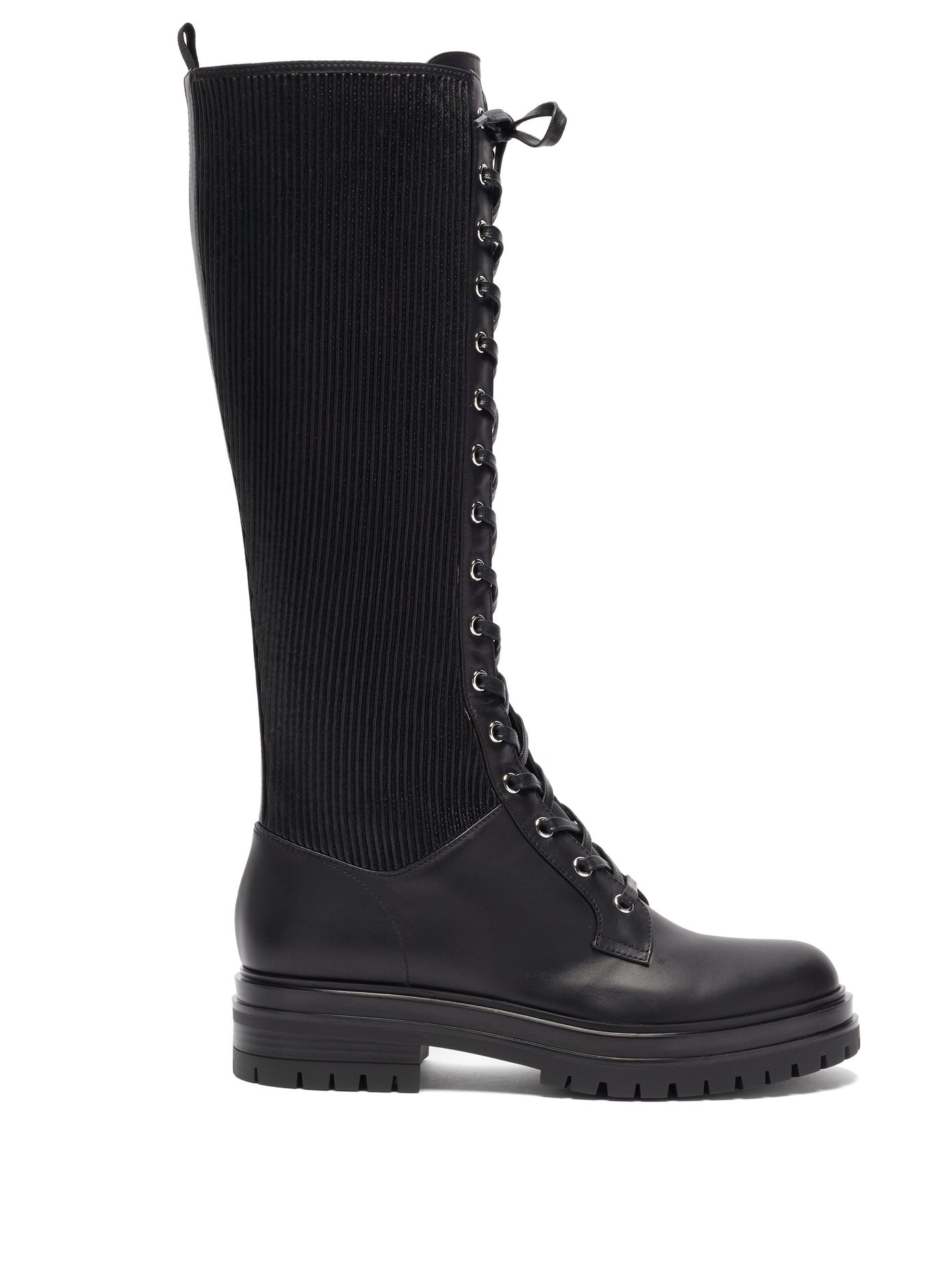 black knee high tie boots