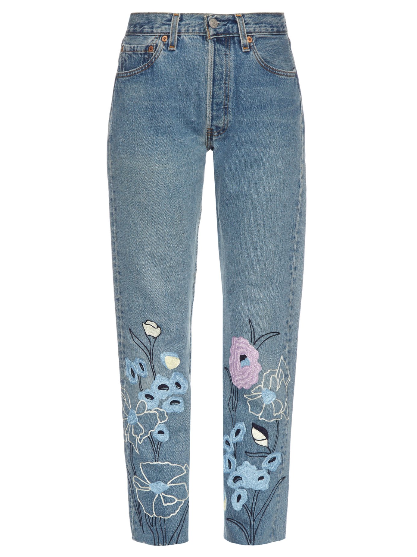 Wild Flower embroidered cropped jeans, $260.0
