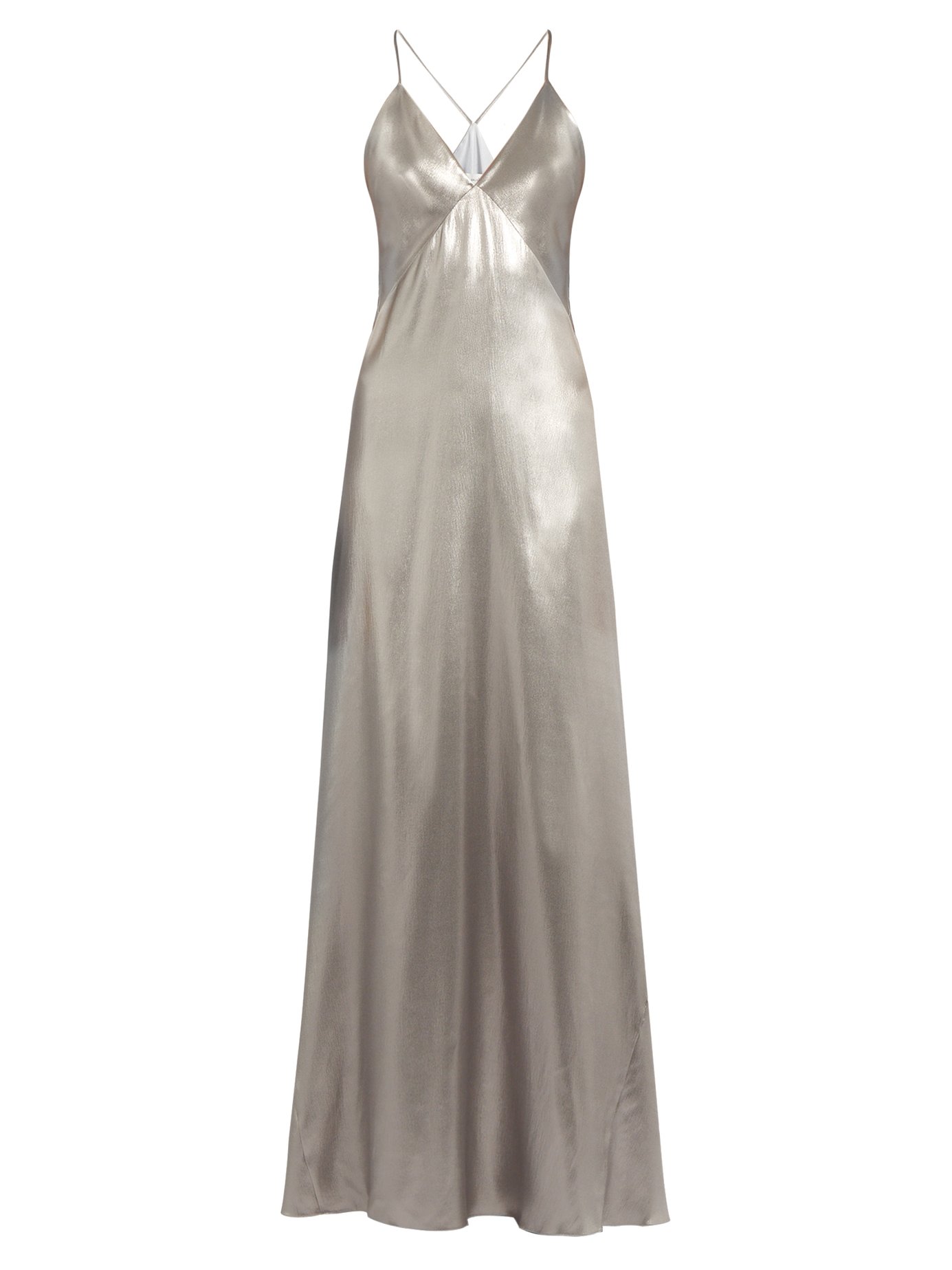 V-neck sleeveless silk-satin gown