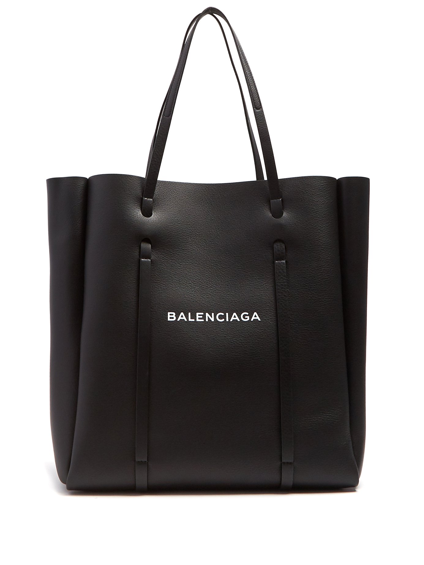 BALENCIAGA Large Everyday Leather Tote Bag, Black White | ModeSens