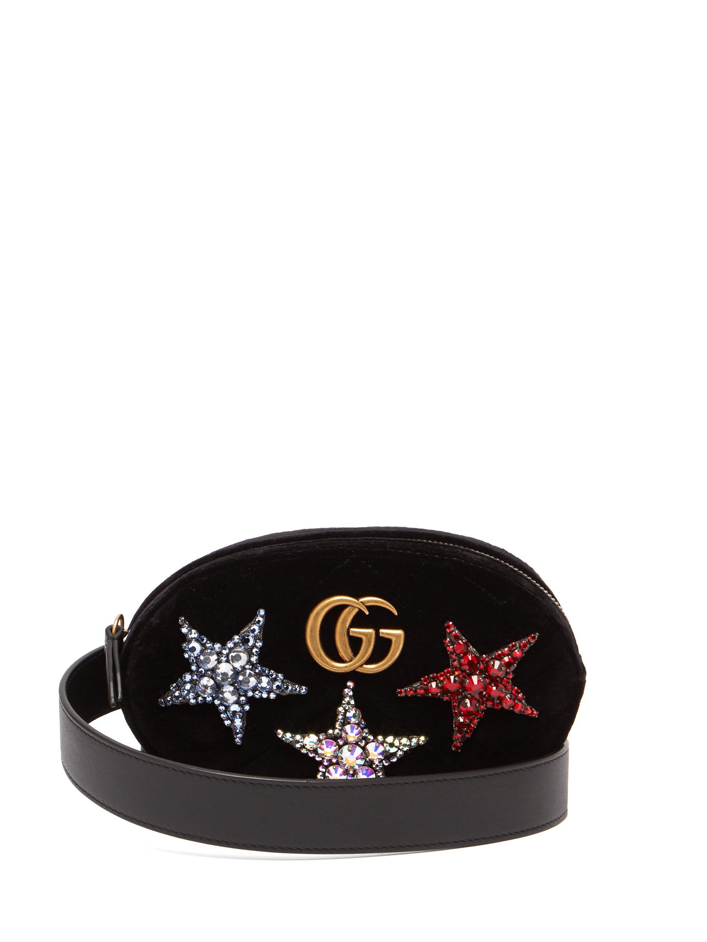 Gucci Gg Marmont Embellished Velvet Belt Bag In Black | ModeSens