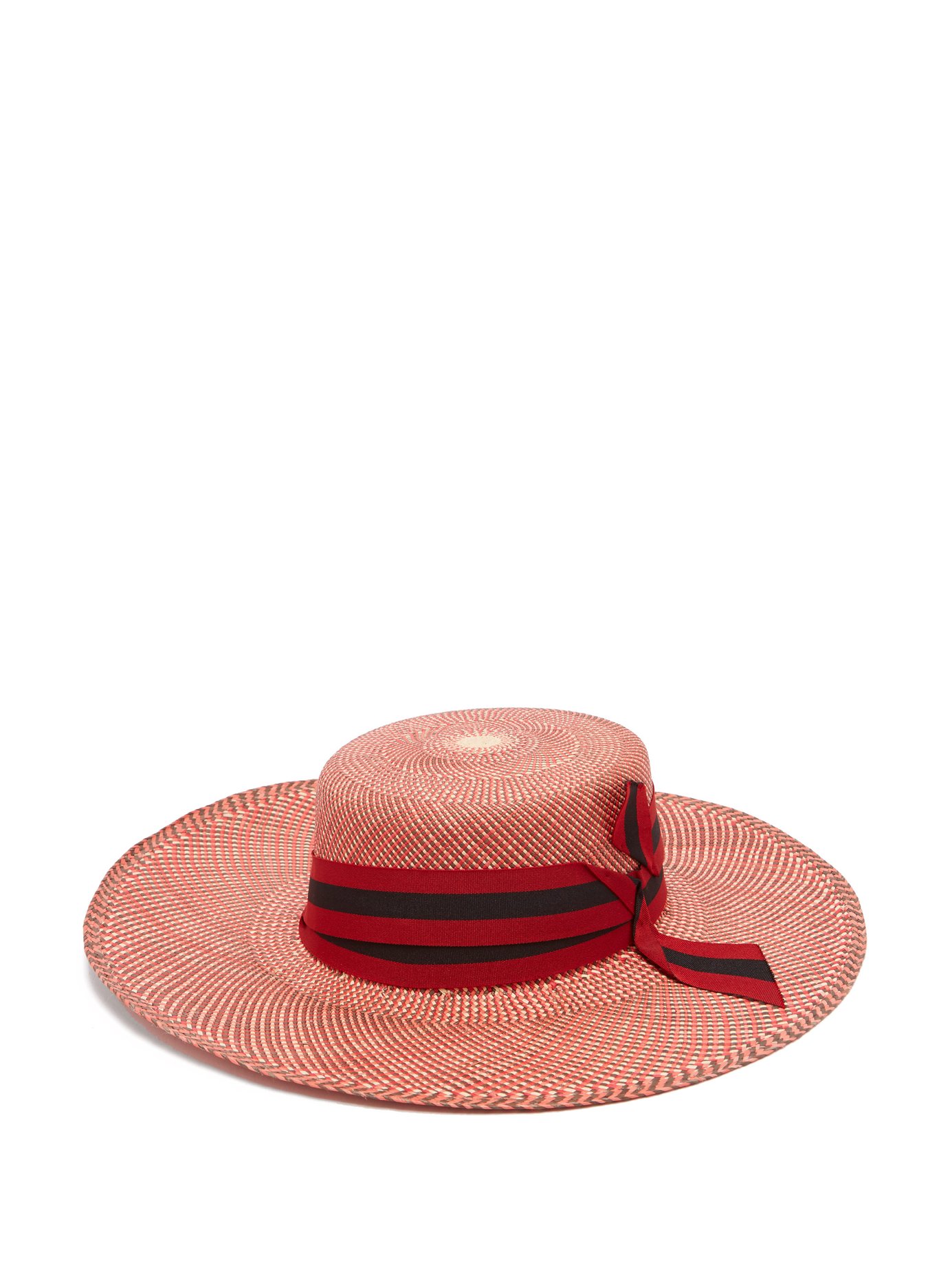 Sensi Studio Trinado ribbon-trim straw boater hat