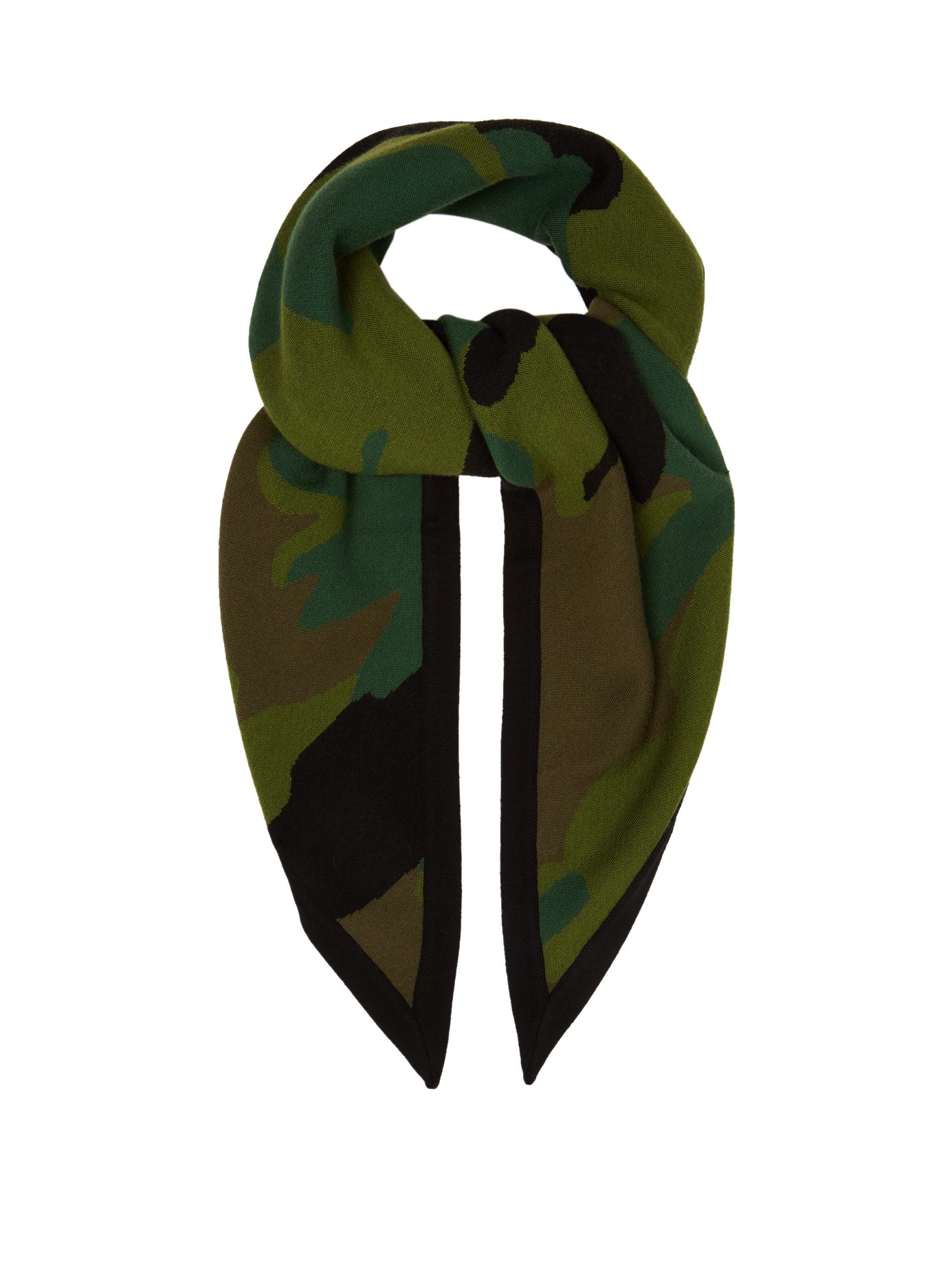 BURBERRY Scarves Camouflage wool-blend bandana scarf
