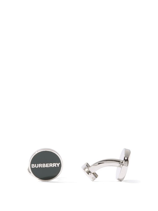 버버리 커프링크스 Burberry Green Enamelled-logo cufflinks