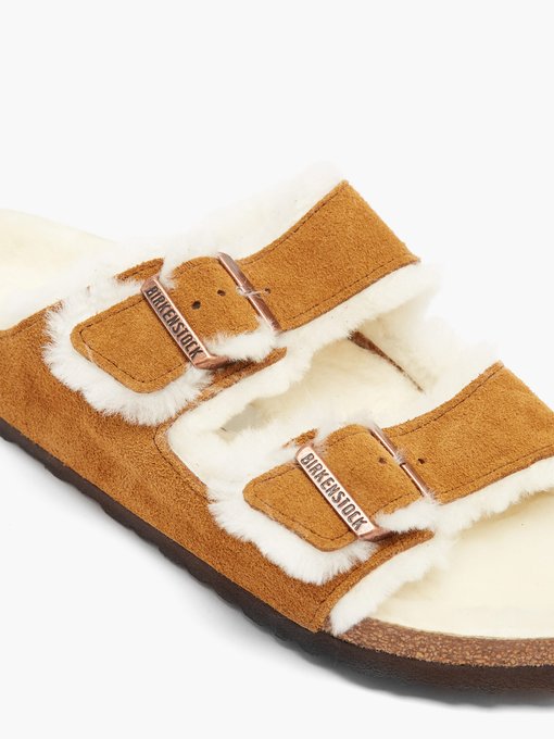 Arizona two-strap shearling-lined suede 