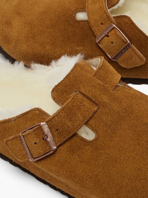 birkenstock sheepskin boston slippers