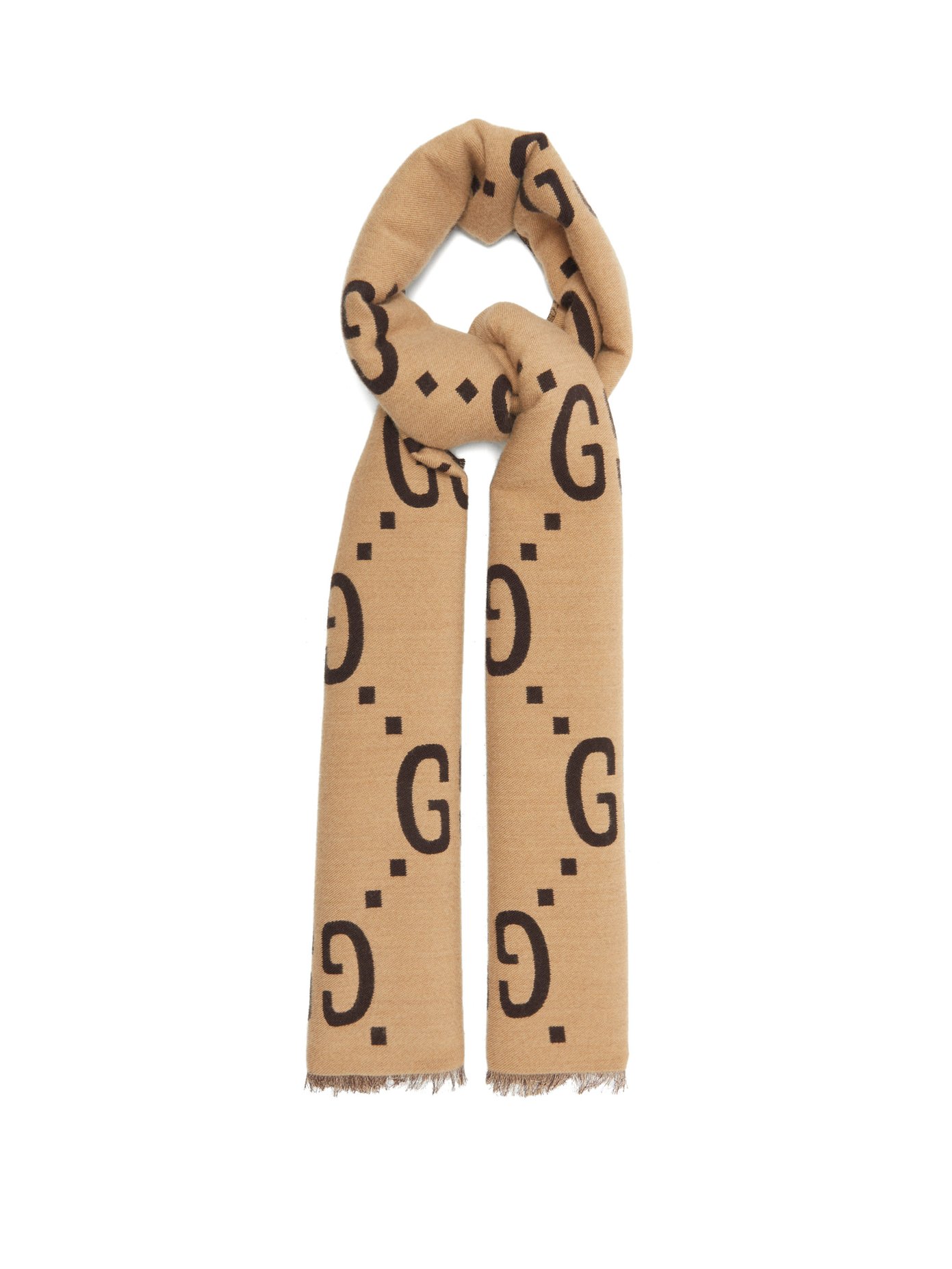 gucci wool gg jacquard scarf
