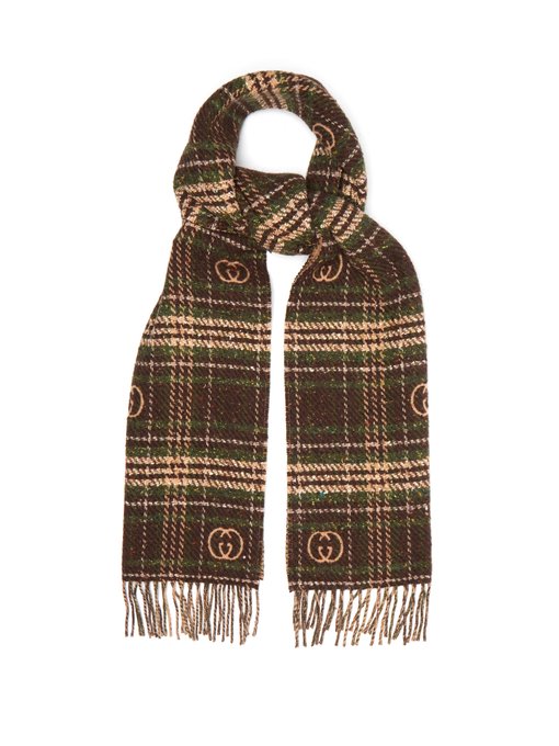 gucci wool gg jacquard scarf