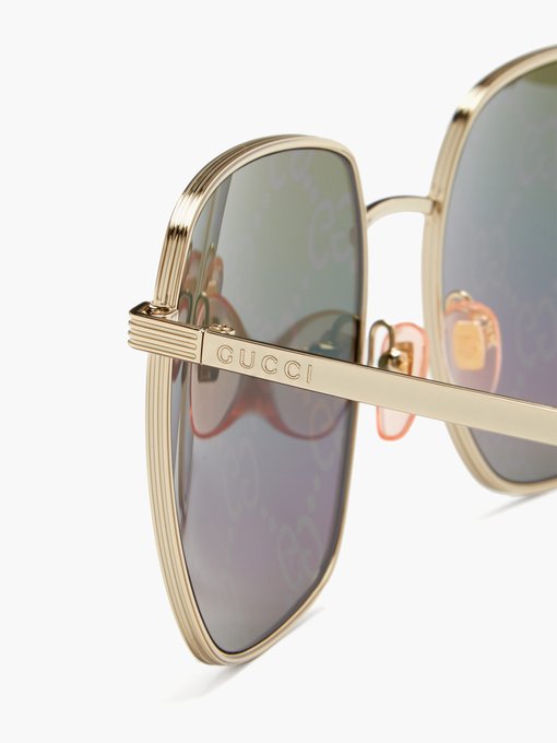 GG logo-print square metal sunglasses 
