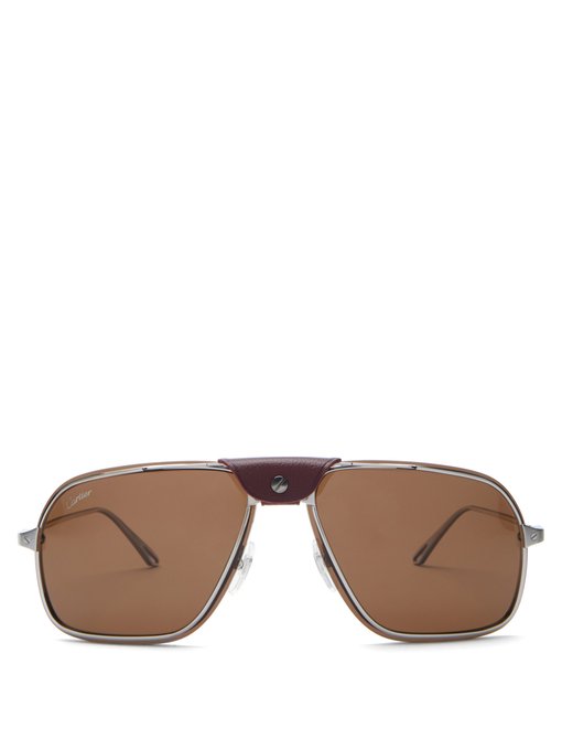 cartier men's santos aviator vermeil sunglasses