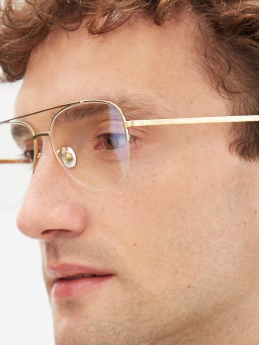 Santos de Cartier aviator metal glasses 