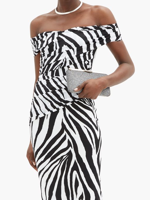one shoulder zebra dress