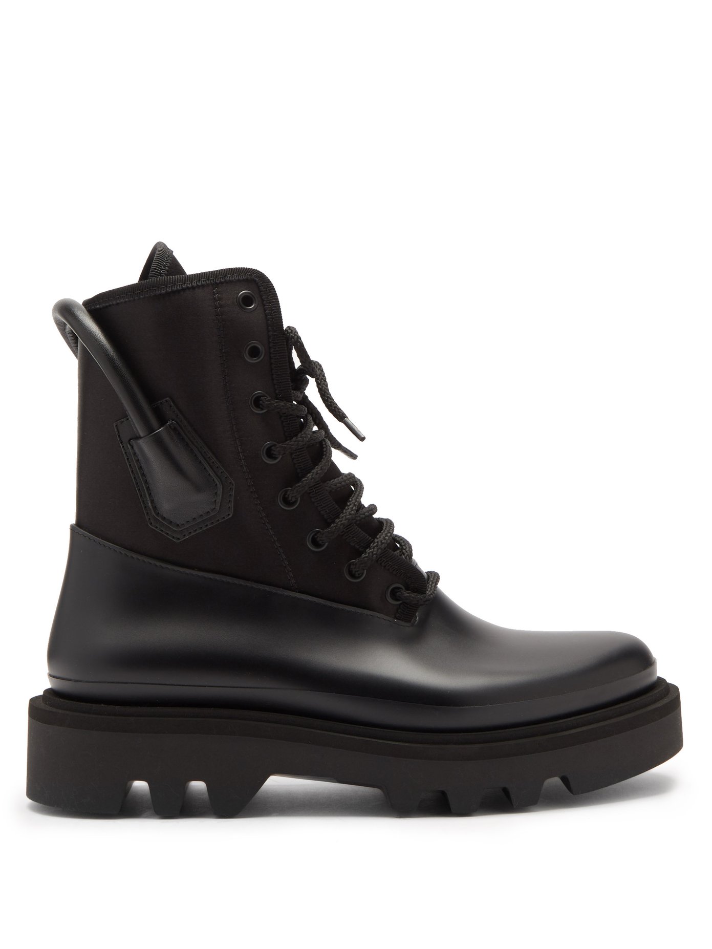 Heel-handle leather and neoprene boots 