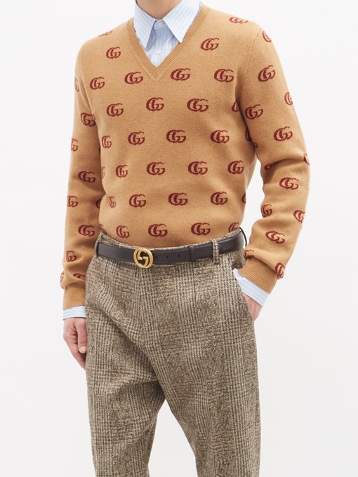 V Neck Gg Jacquard Wool Sweater Gucci Matchesfashion Fr