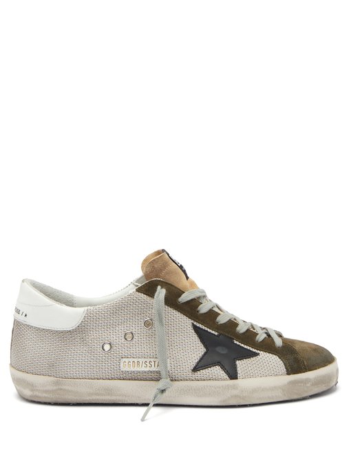 Superstar suede-trimmed canvas trainers 