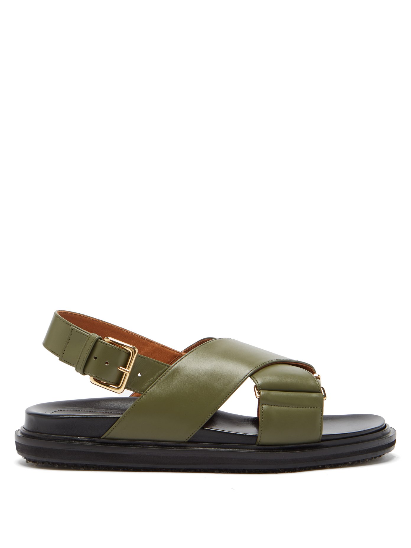 마르니 퍼스뱃 플랫 샌들 Marni Green Fussbett smooth leather flat sandals