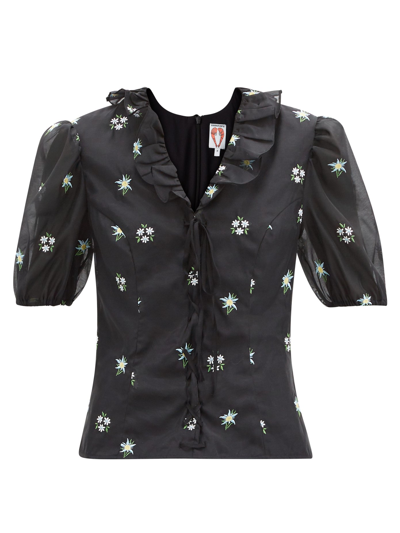 Levi lace-up floral-embroidered silk 
