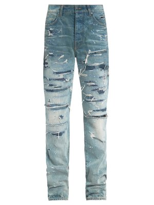 Boro distressed patchwork slim-leg jeans | Amiri | MATCHESFASHION US