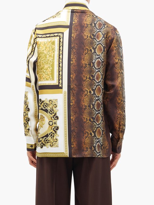 Snake \u0026 Baroque-print silk-faille shirt 