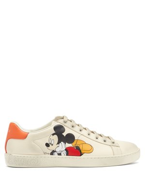 X Disney Ace Mickey Mouse leather trainers | Gucci | MATCHESFASHION US