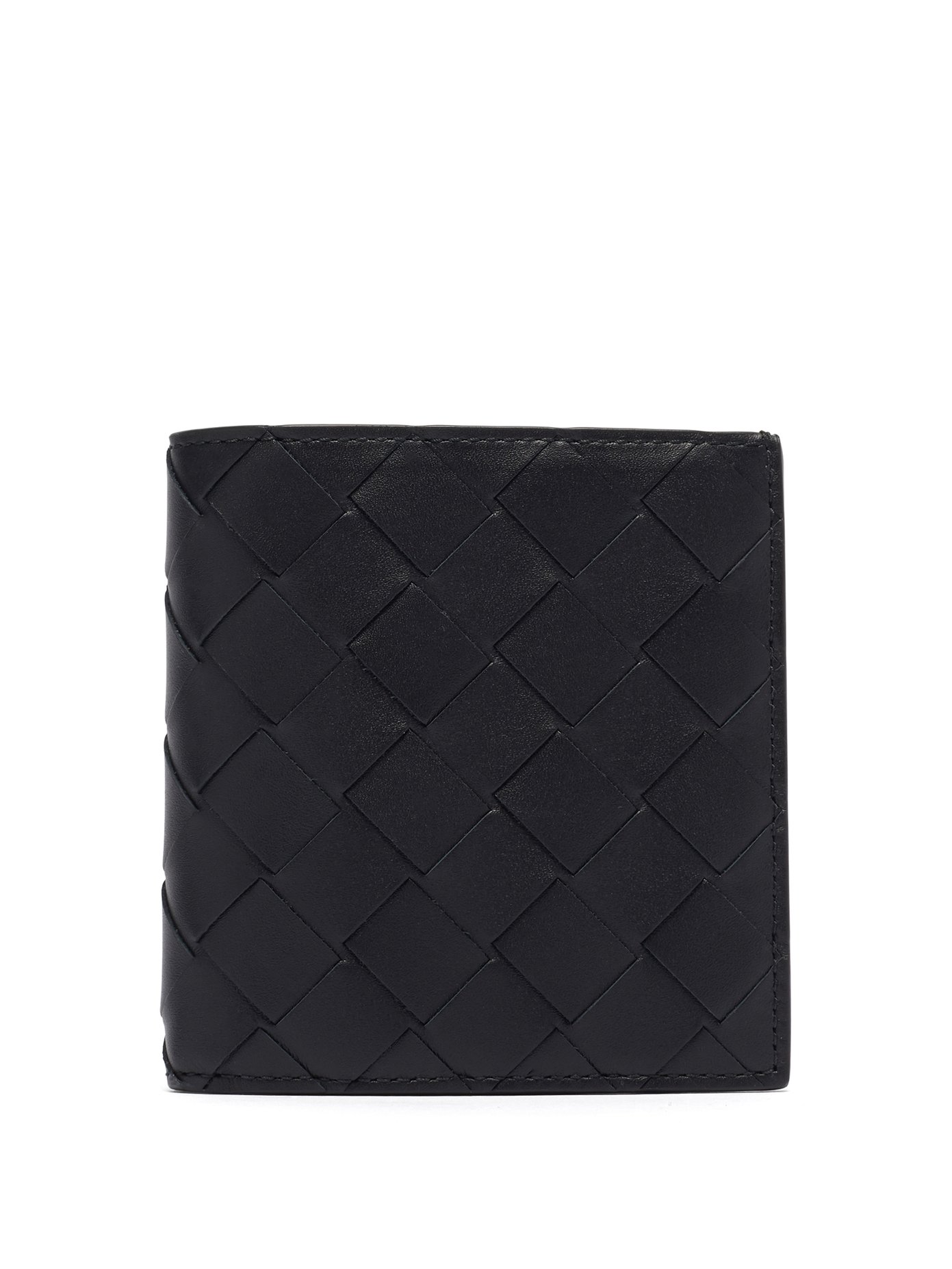 보테가 베네타 인트레치아토 반지갑 Bottega Veneta BLACK Intrecciato leather bi-fold wallet