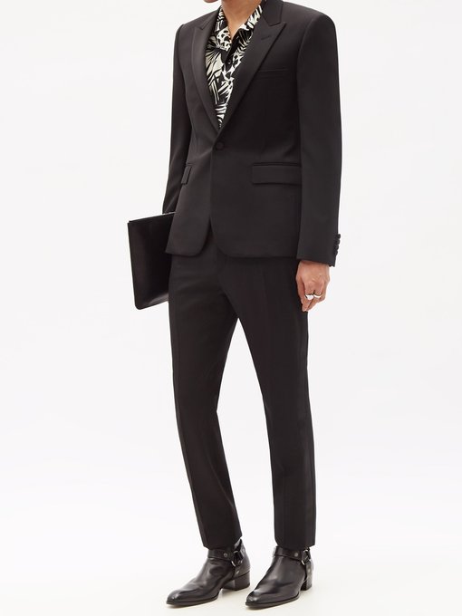 생 로랑 수트 Saint Laurent Black Single-breasted wool-crepe suit
