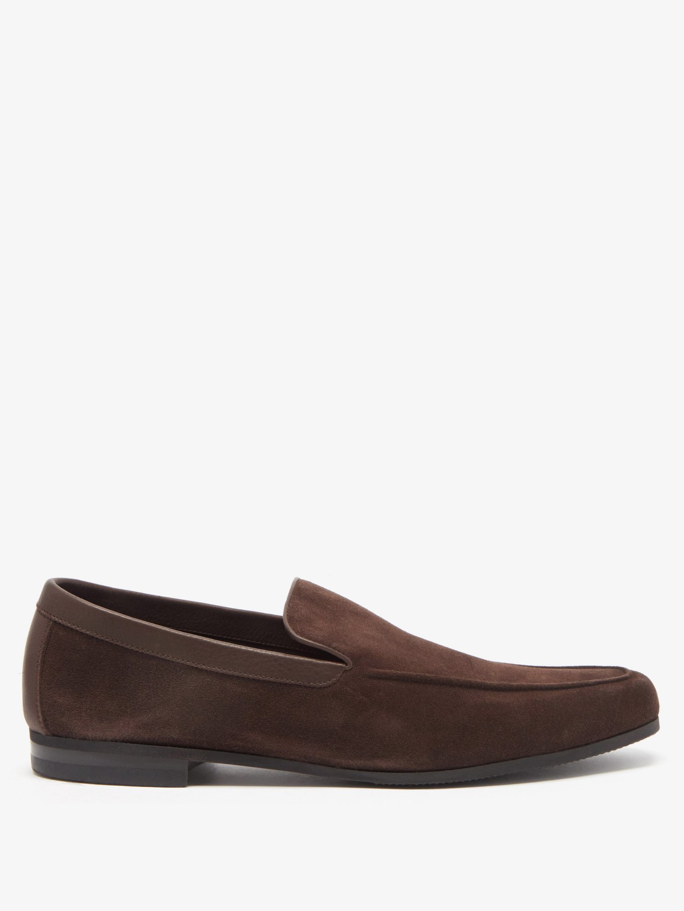 Tyne leather-trimmed suede loafers 