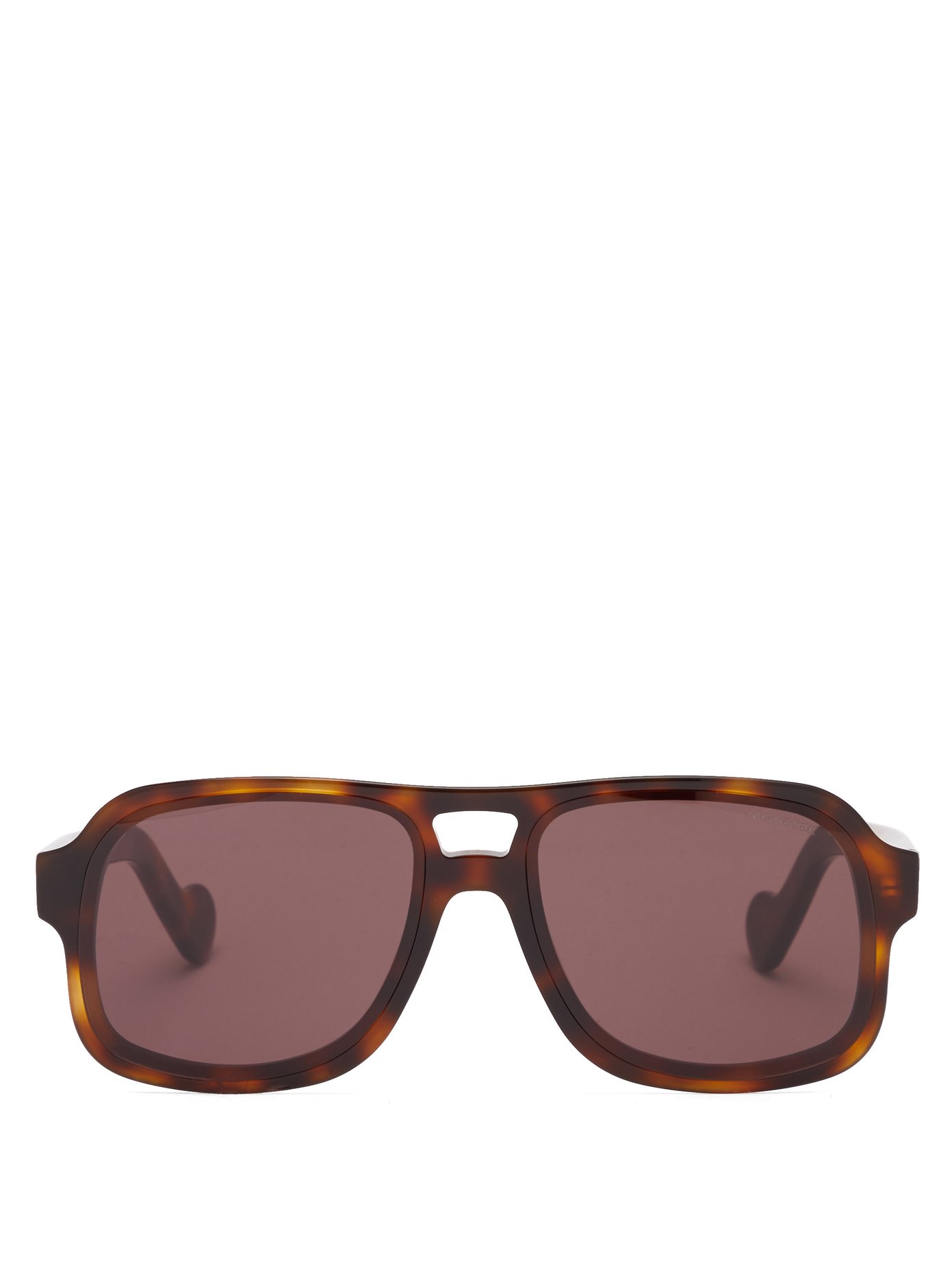 몽클레어 Moncler Brown Aviator tortoiseshell-acetate sunglasses