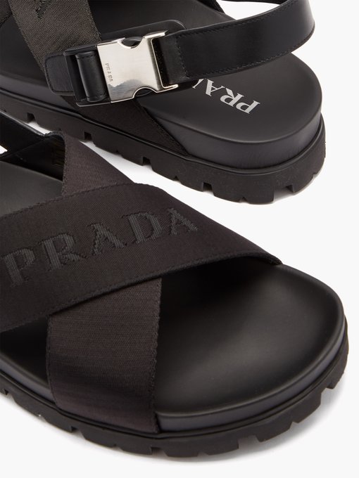 prada logo jacquard sandals