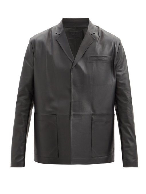 prada black leather jacket