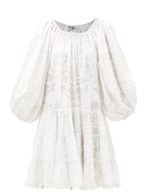 Balloon-sleeve palladio block-print cotton dress | Juliet Dunn ...