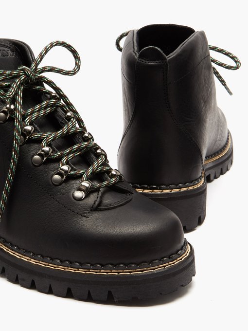 black leather hiking boots