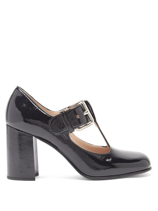 Square-toe patent-leather Mary Jane pumps | Miu Miu | MATCHESFASHION US