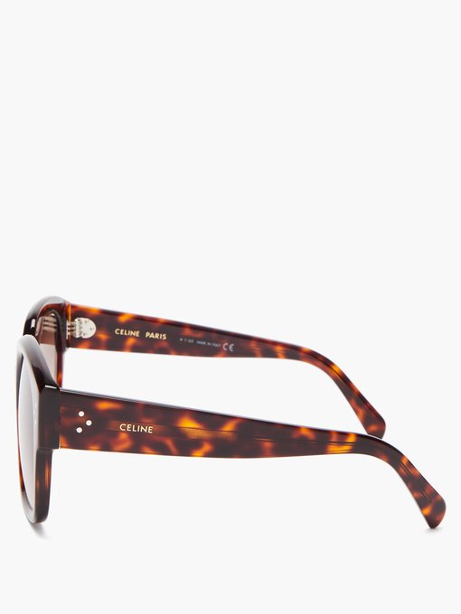 Oversized Round Tortoiseshell Acetate Sunglasses Celine Eyewear
