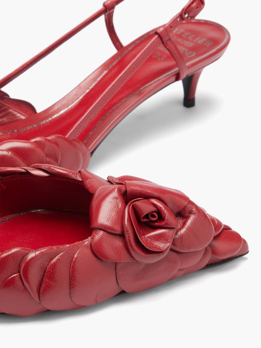Atelier petal-effect leather kitten-heel pumps | Valentino Garavani